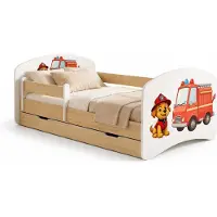 Happy Babies Juniorbett 140x70 cm "Happy" inkl. Bettkasten | Kinderbett mit Rausfallschutz | Nachbildung Helle Birne für Kinderzimmer