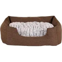 Lionto Hundebett, Hundekissen, Hundekorb mit Wendekissen, gesprenkelt, (S) 60 x 50 cm braun