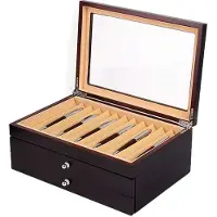 GreatDEshop2021 Stifthalterbox Füllfederhalter Holzstift Anzeigebox 3 lagige Holz Stiftebox 34 Slots Vitrinenhalter Aufbewahrungsbox Collector Organizer für Stifte Kugelschreiber