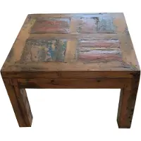 DELUKE Couchtisch JENS - Teak Braun 45x70x70cm | Kaffeetisch Sofatisch Wohnzimmertisch