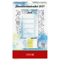 Brunnen Familienplaner Aquarell 1070284007, Jahr 2027, Wandkalender, mit 5 Spalten, 25 x 42cm