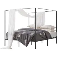 StarTech.com Himmelbettrahmen Kingsize - Metallhimmelbett 363 kg belastbar - mit Himmelbett-Design und robuste Stahllattenstütze - Stauraum unter dem Bett - kein Boxspring erforderlich - Netzrahmen Schwarz