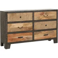 DELUKE Sideboard ERIK - Mangoholz Mehrfarbig 84x40x135cm | Schrank Flur Schlafzimmer Kommode