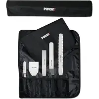 Pirge Creme Profi Gebäckwerkzeuge Set mit Tasche 6 Stück - Torten Winkelpalette Set - Konditormesser - Tortenmesser - Streichpalette - Spachtel