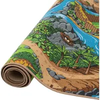 Snapstyle Kinder und Spielteppiche | Große Auswahl an Straßenteppichen | Pflegeleicht und Strapazierfähig, Größe:133x133 cm, Design:Dino Welt