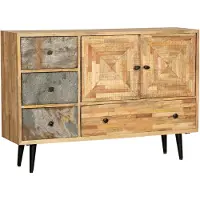 DELUKE Sideboard KJELL - Holz Braun 79x31x117,5cm | Schrank Flur Schlafzimmer Kommode