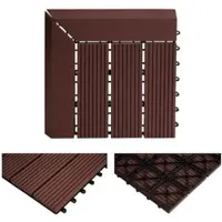 Proregal BERLINLODGE WPC Eck-Bodenfliese + Abschluss | BxT 30x30cm Premium | Holzoptik Terrasse | Ecke links | Coffee linear