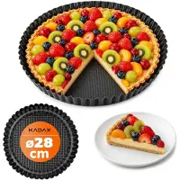 Kadax Tarteform "Prung", Tartelette Förmchen aus verzinkten und Antihaftschicht Blech, 28 cm, Schwarz