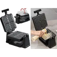 Rosenstein & Söhne 180° drehbares Waffeleisen für Belgische Waffeln, Edelstahl, 1.000 W