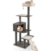 StarTech.com Katzenkratzbaum - Kletterbaum 171 cm - 5 Ebenen - Plattformen - Katzenhöhle - Sisal-Kratzbrett - Kunststoff - Grau