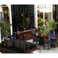 AEA Designer Braunes Esszimmer Set Holz Konsole Moderner Spiegel