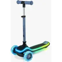 Kinderkraft RAKET UP – 2-in-1 Roller mit Sitz, LED & RGB-Räder, höhenverstellbar, klappbar, Kinderroller, Blau