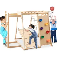 Northix Indoor Jungle Gym Playground with Slide & Climbing Wall