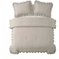 Royal Textile Sleeptime Lazy Bettdecke Ruffles Taupe/Grau 200 x 200 cm