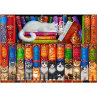 Bluebird Puzzle Katzen Bücherregal Puzzle - 1000 Teile Puzzlespaß