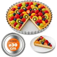 Kadax Tarteform "Prung", Tartelette Förmchen aus verzinkten und Antihaftschicht Blech, 30cm, Silber