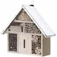 ROYAL GARDINEER Insektenhotel Maja, zum Aufhängen, aus Holz, mit Regenschutz & Nisthülsen, 29,5 x 28 cm, Bienenhotel