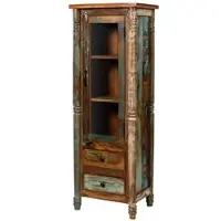 MASSIVMOEBEL24.DE Vitrine Altholz 55x42x150 mehrfarbig lackiert FABLE #30