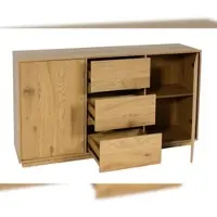 Décoshop26 - Sideboard mit 3 Schubladen 4 Staufächern und 2 Türen 86 x 160 x 40 cm Eichenoptik 04_0005986