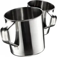 Kadax Edelstahlbecher, widerstandsfähiger Kaffeebecher mit Henkel, bruchsicherer Trinkbecher, Isolierte Tasse, Thermobecher für Kaffee, Tee, Saft und Wasser (10cm / 2 Stück)