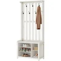 Vasagle Garderobenständer mit Haken, Kleiderständer mit Sitzbank, Garderobe mit Haken HSRB35414W01