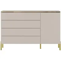 Vente-unique Kommode mit 4 Schubladen und 1 Schrank - Beige und Gold - VUKIA by Pascal Morabito
