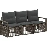 vidaXL Gartensofa-set 3 pcs Grau Poly-Rattan