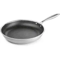 Bratmaxx Edelstahl-Pfanne 28cm silber Bratpfanne 28cm Edelstahl Pfanne Wabenstruktur Grillpfanne Kochpfanne