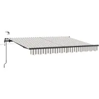 vidaXL Ausziehbare Markise Hellgrau und Weiß 450 x 300 cm Polyester
