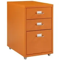Helloshop26 - Büroschrank Aufbewahrungseinheit auf Rollen Stahl 48 x 28 x 41 cm orange 03_0009121