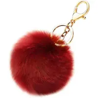OEM Kunstmatige Konijnenvacht-Pompon-Sleutelhanger für Frauen - Charme für Taschen, Koffer und Rucksäcke - Auto-Sleutelhanger - Rot - 8cm x 8cm