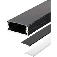 Energmix 2m Schwarzer Aluprofil Alu Schiene Kanal System für LED-Streifen inkl 2 Abdeckungen Profil N
