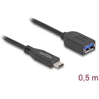 DeLOCK USB 10 Gbps Kabel USB Type-C Stecker zu Typ-A Buchse 50 cm koaxial, 0,5 m, USB C, USB A, USB 3.2 Gen 2 (3.1 Gen 2), 10 Gbit/s, Schwarz