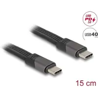 HQ Products USB 40 Gbps FPC Flachbandkabel USB Type-C zu USB Type-C 15 cm PD 3.0 100 W E-Marker, 0,15 m, USB C, USB C, USB4 Gen 3x2, 40 Gbit/s, Schwarz