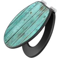Banjado Anthrazit Toilettendeckel Mit Absenkautomatik WC-Sitz Soft Close Hygienischer Klodeckel MDF Mit Motiv Blaues Holz