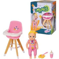 Baby Born Zapf 906125 - - Minis -Spielset, Puppe Luna mit Zubehör und Hochstuhl