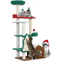 PawHut Kratzbaum mit 6 Ebenen, 135 cm Katzenbaum in Weihnachtsfarben Mehrfarbig