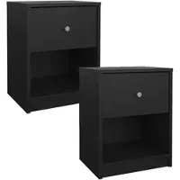 Wellhome - Set mit 2 Ebro-Couchtischen mit 1 Schublade in Schwarz, 37,9 x 30,1 x 48,4 cm