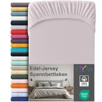 NYVI Edel Jersey Spannbettlaken Deluxe für Matratzen bis 25 cm Steghöhe - 100% Baumwolle supergekämmt, 140g/m2, Rundumgummizug Größe:140-160 x 200 cm;Farbe:Platin