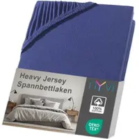 NYVI Spannbettlaken DreamScience Heavy Jersey - Spannbetttuch, Formstabil, 160g/m2, Rundum-Gummizug, Bügelfrei Farbe:navyblau;Größe:140 - 160x220 + 40 cm Boxspringbett