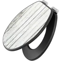 Banjado Anthrazit Toilettendeckel Mit Absenkautomatik WC-Sitz Soft Close Hygienischer Klodeckel MDF Mit Motiv Weißer Bretterzaun