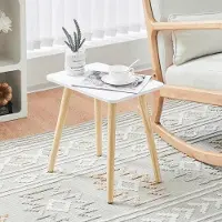 OEM Holz-Untertisch - kleiner Wohnzimmertisch für Schlafzimmer Balkon - 40 x 30 x 43 cm - weiß/Natur