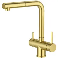OEM Drei-Funktionen-Küchenarmatur mit Dusche, 360-Grad-drehbare Spülbeckenarmatur, dreistufige Wasserhahnarmatur, Wasserhahn mit zwei Griffen, 3-in-1-Küchenarmatur, Luxusdesign in Gold