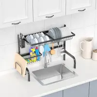 Northix Adjustable Over-Sink Dish Drying Rack, 2-Tier, 53-99 cm