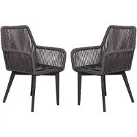 Mr. Deko 2er Set Diningsessel Marbella Rope - Aluminium Gestell grau