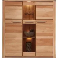 Innostyle Highboard - 127 x 137 cm - 3 Türen - Kernbuche teilmassiv - mit LED-Beleuchtung