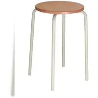 Proregal Stapelhocker Oakland | HxØ 50x35cm | Tragfähigkeit 110kg | Buche-Sitz | Stahlfüße | Lichtgrau/Buche