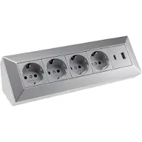Chilitec 4-fach Steckdosenblock USB-A+C silber 250V/ 16A Aufbaumontage USB 3,1A PD