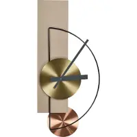 Beliani Wanduhr Beige Metall Geometrisch mit Pendel Zeigern Batteriebetrieben ohne Zahlen Indizes Sekundenzähler Modernes Design Pendeluhr