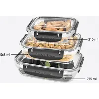 Michelino Nora 3 teiliges Frischhaltedosen-Set, 310 - 975 ml, mit Knickflügel